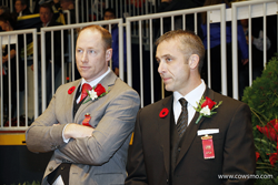 Brian Carscadden juding the 2011 Royal passing some advice to David Crack Jr.
