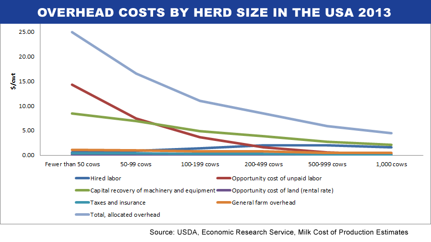 Overhead Costs by Herd Size in the USA 2013