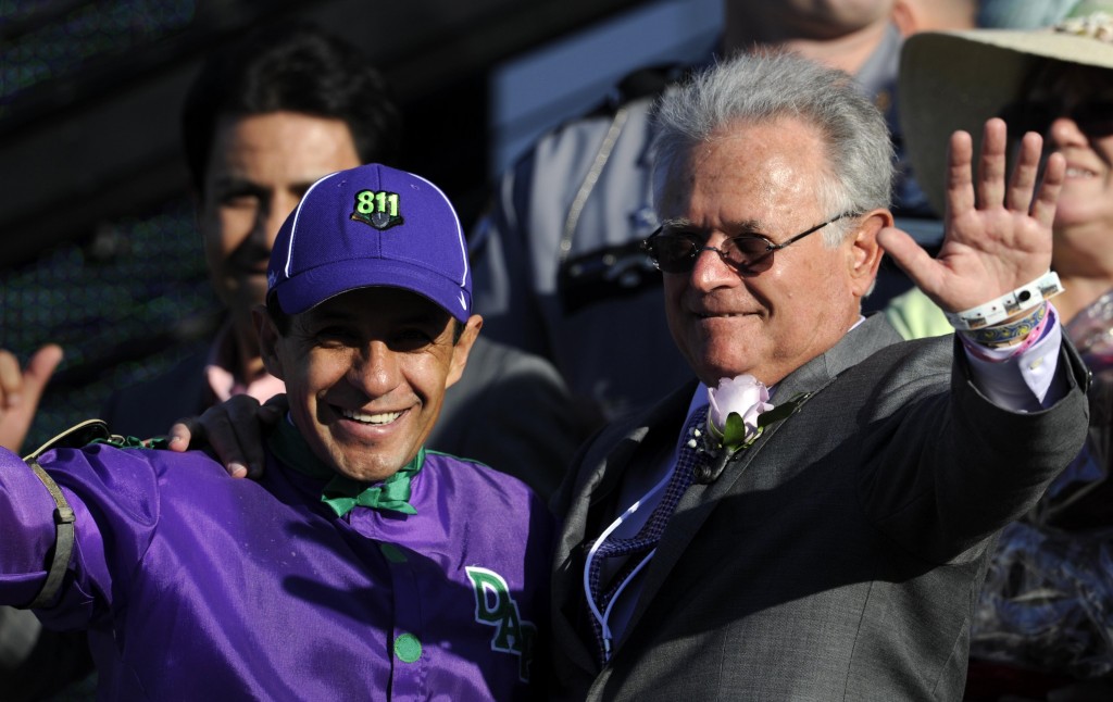 California Chrome's Jockey, Victor Espinoza , used to train Jack asses and his trainer, Art Sherman, is the oldest winner in history of the Kentucky Derby. (Phot by: Jamie Rhodes/USA Today Sports)