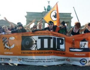 The ferocity of German opposition to TTIP has caught American officials by surprise. Above, protesters are seen at  a march in Berlin sponsored by the German Pirate Party. http://worldmeets.us/ http://worldmeets.us/sueddeutsche000054.shtml#ixzz330jchjoI 