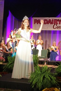 2015-16 Pennsylvania Dairy Princess Savannah Zanic, 17, of Huntingdon, Huntingdon County, takes her first walk after receiving the crown.