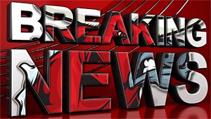 3D illustration of a breaking news TV screen