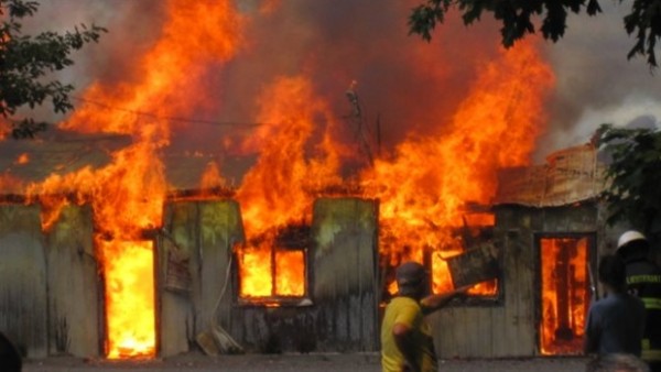 The fire destroyed a stable at the Duval dairy farm in Champlain, Que. (Marcel Duval/Radio-Canada) 