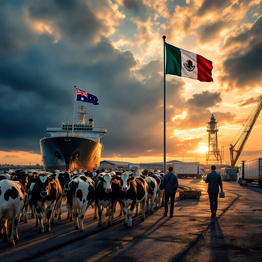Australian Holstein imports Mexico, dairy cattle genetics, heat stress management dairy, Mexico-Australia livestock trade, Holstein adaptation challenges